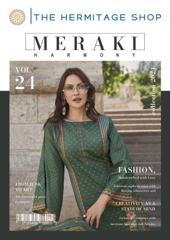 MERAKI VOL-24 BY HERMITAGE CLOTHING 1001 TO 1006 SERIES LAWN EMBROIDERY DRESSES
