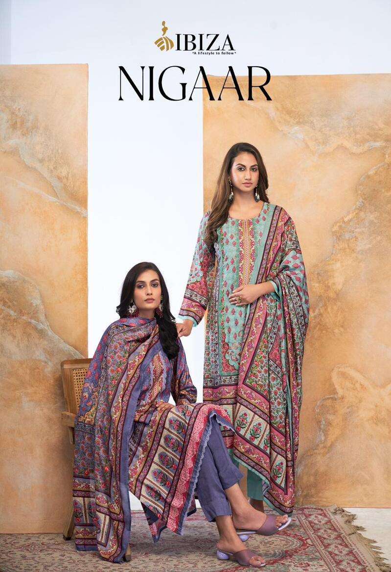 NIGAAR BY IBIZA 10917 TO 10920 PURE BAMBARG MUSLIN DIGITAL PRINT DRESSES