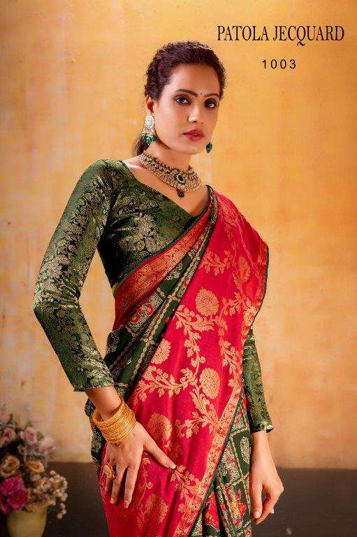 PATOLA JECQUARD  BY SR DESIGNER 1001 TO 1004 SERIES SOFT SILK JEQUARD BORDER SAREES