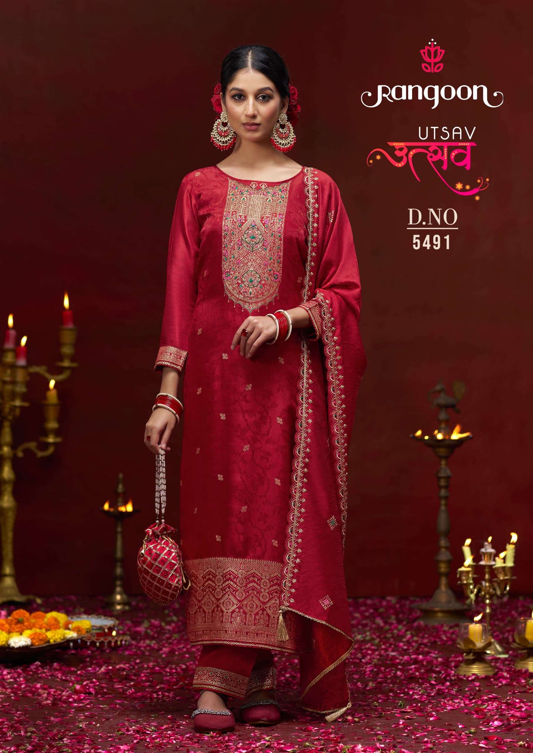 UTSAV VOL-01 BY RANGOON 5491 TO 5494 SERIES HEAVY PURE JACQUARD WORK DRESSES