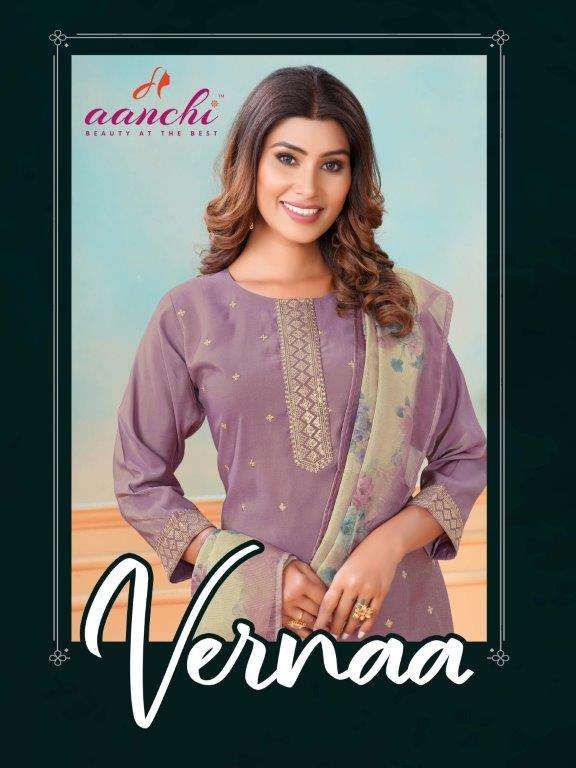 VERNAA BY AANCHI 1001 TO 1005 SERIES SHIMMER FANCY FABRIC PRINTED DRESSES