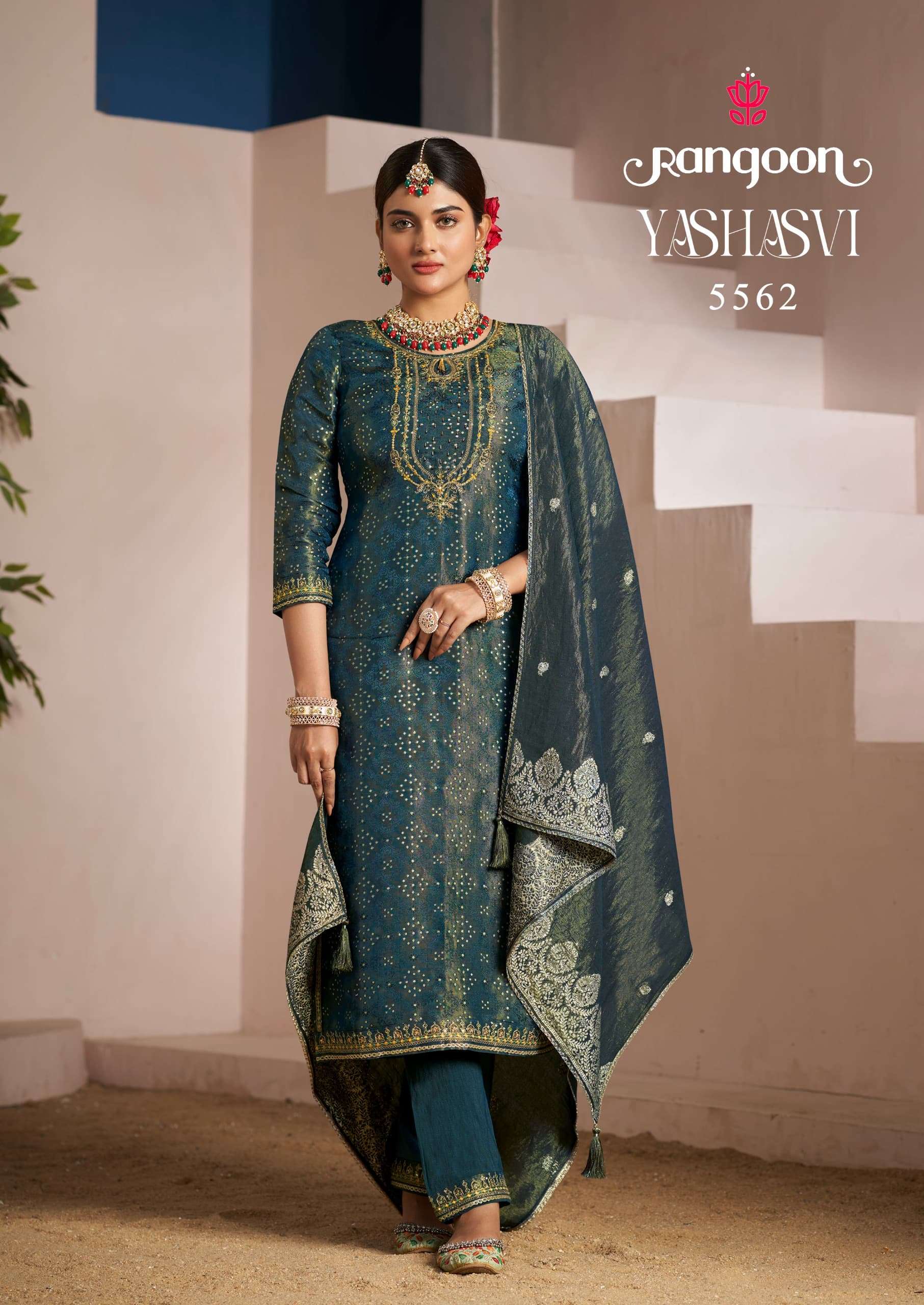 YASHASVI VOL-01 BY RANGOON 5561 TO 5566 SERIES HEAVY VISCOSE JACQUARD WORK DRESSES