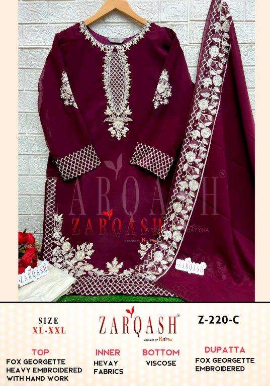 Z-220 COLOURS BY ZARQASH DESIGNER GEORGETTE HEAVY EMBROIDERY DRESSES