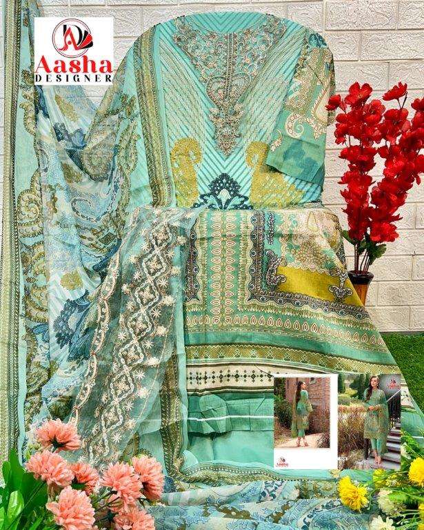 AASHA 1129 BY AASHA DESIGNER HEAVY COTTON SELF EMBROIDERY DRESSES