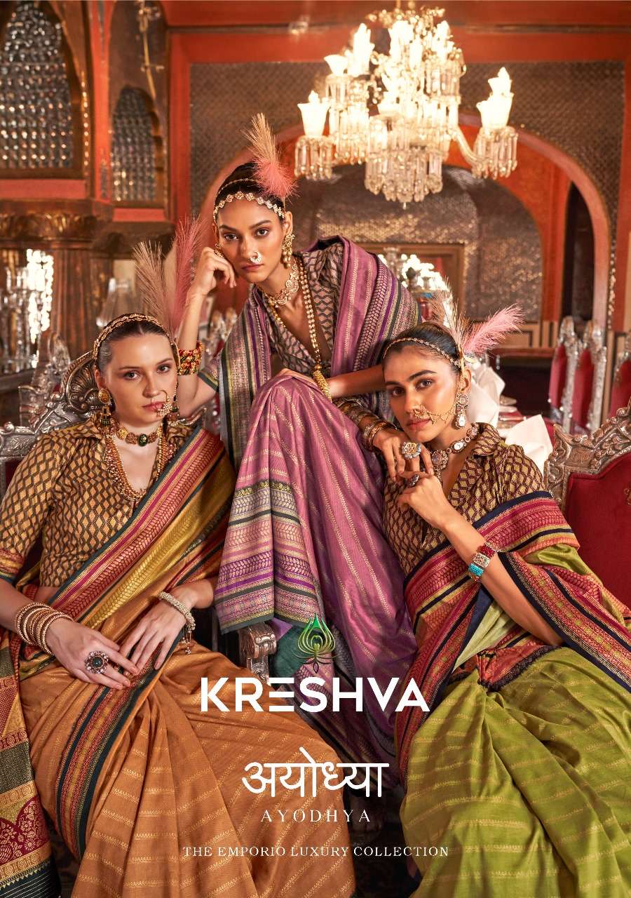 AYODHYA BY KRESHVA 021 TO 029 SERIES SOFT PV SILK PRINTED SAREES