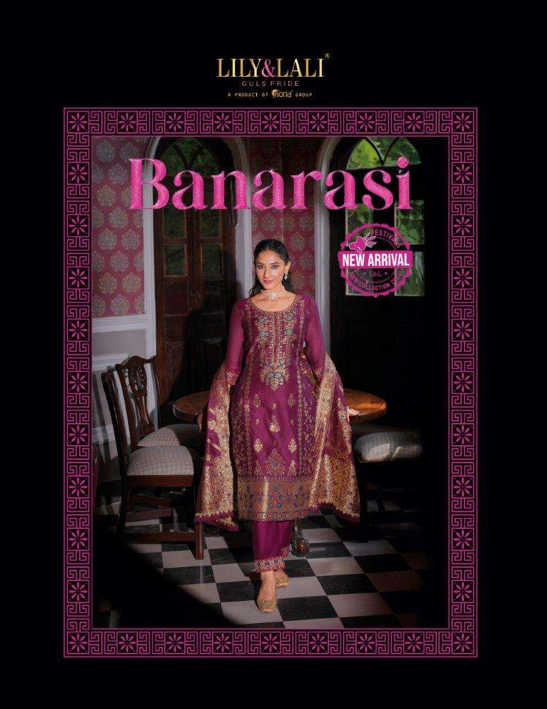 BANARASI BY LILY AND LALI 23101 TO 23106 SERIES HANDWORK JACQUARD SILK DRESSES