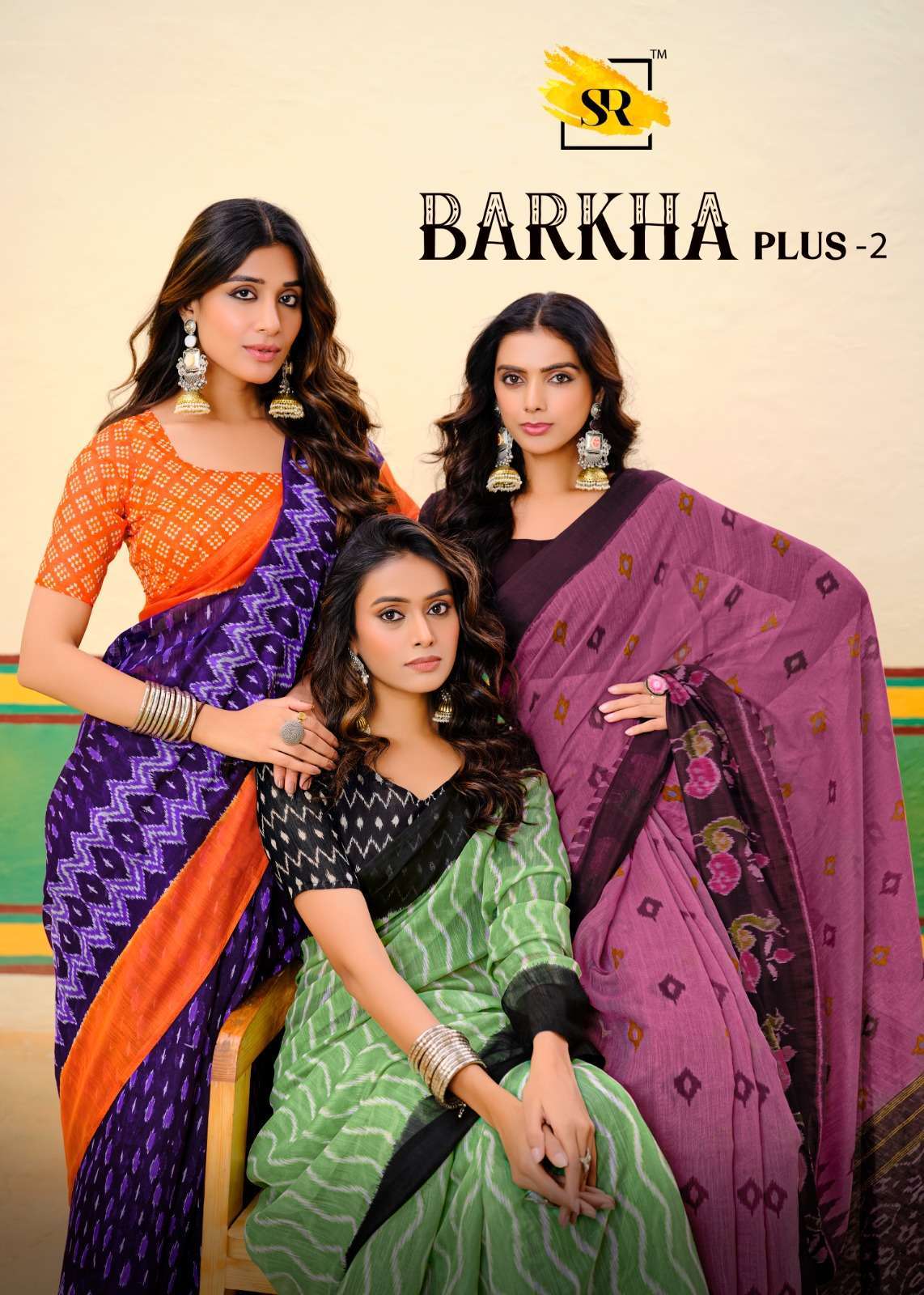 BARKHA PLUS VOL-02 BY SR DESIGNER 1001 TO 1010 SERIES SOFT COTTON PRINTED SAREES