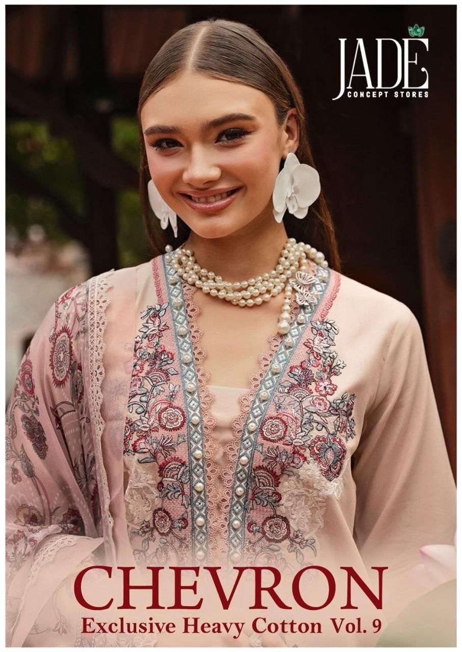 CHEVRON EXCLUSIVE VOL-9 BY JADE 81 TO 86 SERIES PURE COTTON PRINT PAKISTANI DRESSES