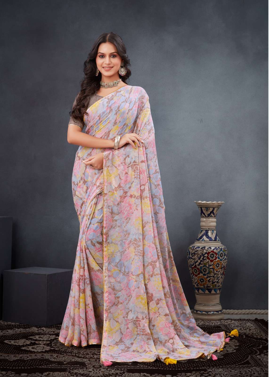 DENA BY SR DESIGNER 1001 TO 1008 SERIES SOFT MOSS FOIL PRINTED SAREES