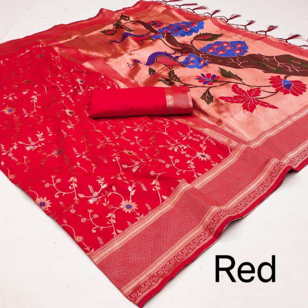 FIGHTER BY ASLIWHOLESALE DESIGNER SOFT PAITHANI SILK FANCY WORK SAREES-00230