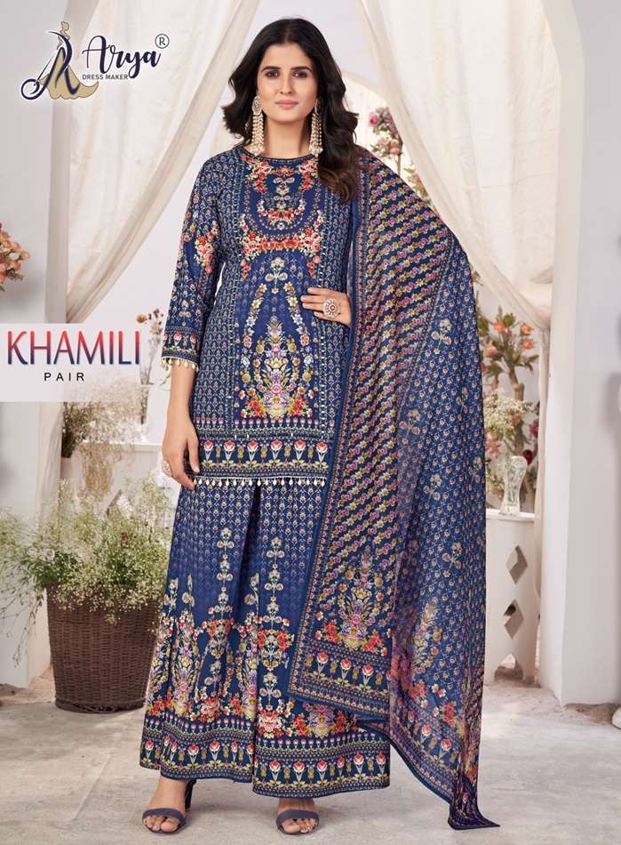 KHAMILI BY ARYA DRESS MAKER DESIGNER FANCY HEAVY MUSLIN PRINT DRESSES