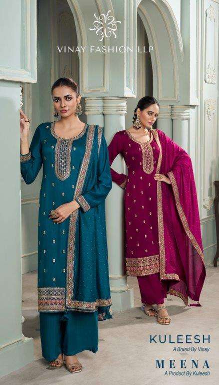 KULEESH MEENA BY VINAY FASHION 69991 TO 69994 SERIES SILK GEORGETTE EMBROIDERED DRESSES