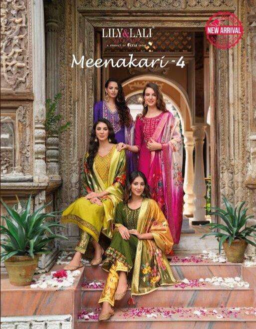 MEENAKARI VOL-4 BY LILY AND LALI 23201 TO 23206 SERIES HANDWORK SILK DRESSES