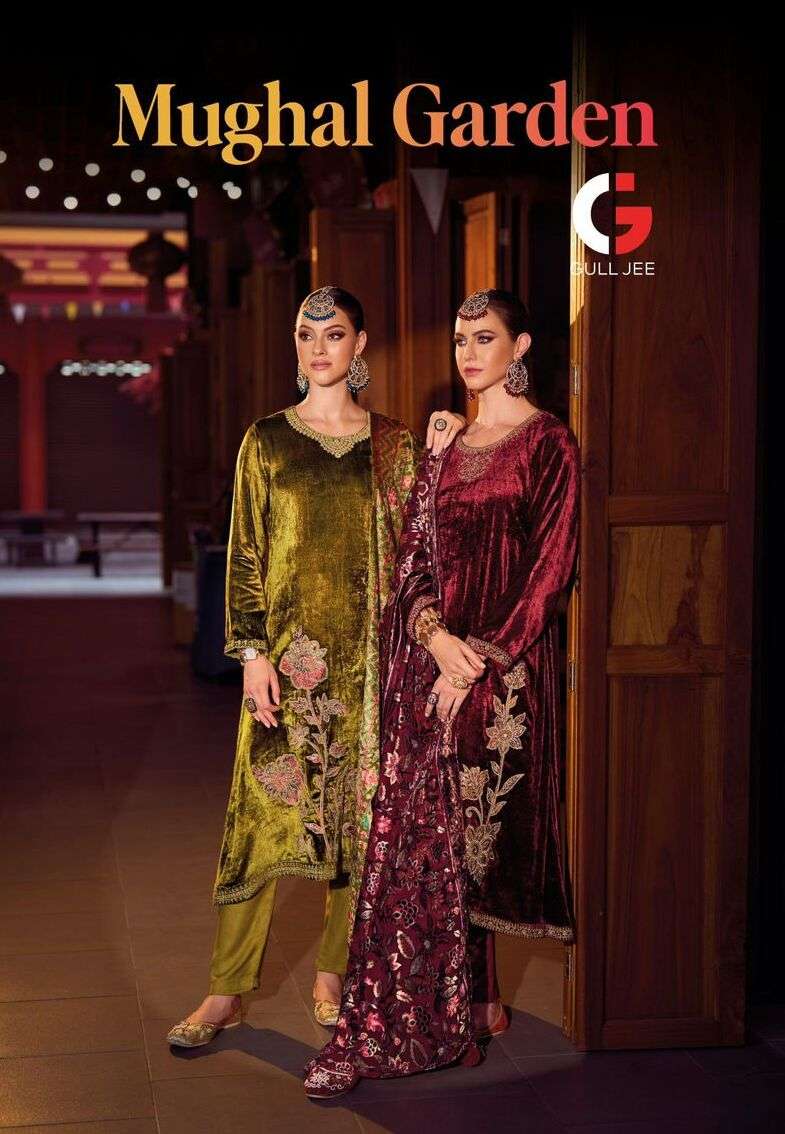 MUGHAL GARDEN BY GULL JEE 1001 TO 1006 SERIES VELVET EMBROIDERY DRESSES