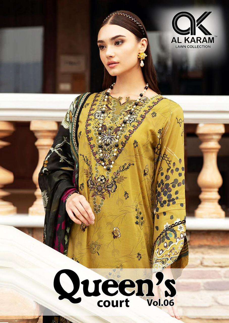 QUEENS COURT VOL-06 BY AL KARAM 1001 TO 1006 SERIES HEAVY COTTON PRINT DRESSES