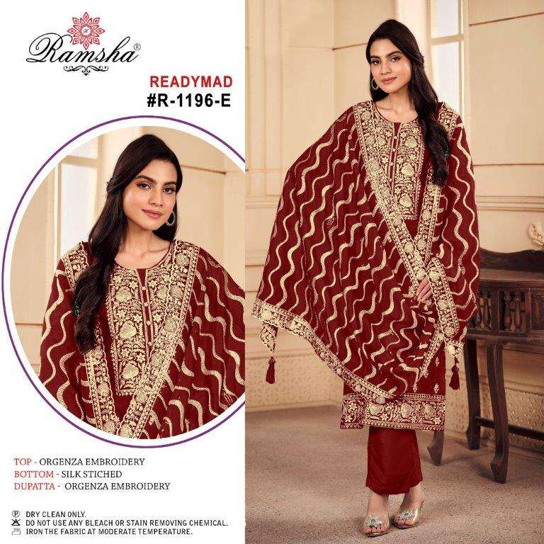 R-1196 COLOURS BY RAMSHA HEAVY EMBROIDERED ORGENZA PAKISTANI DRESSES