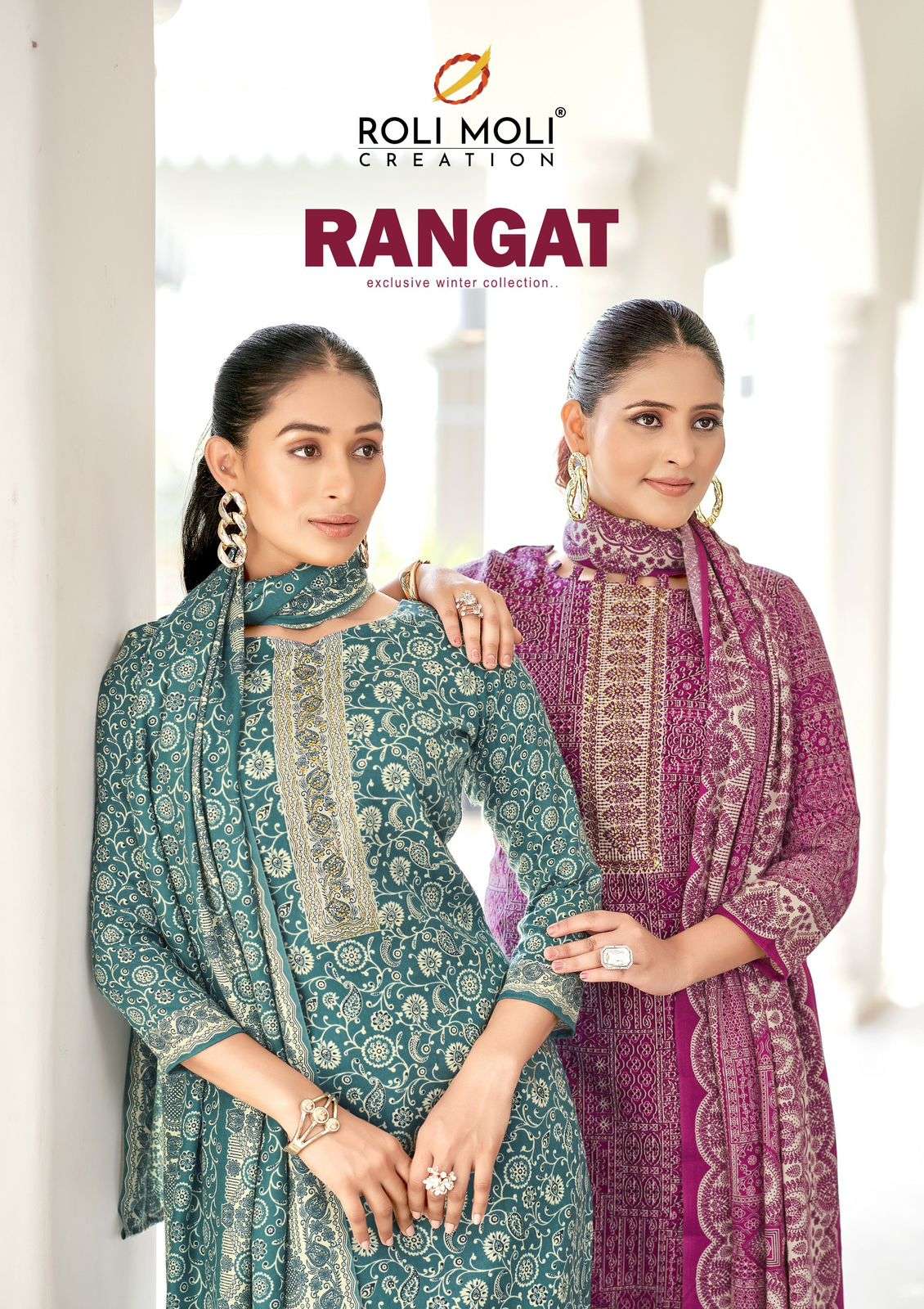 RANGAT VOL-01 BY ROLI MOLI 1001 TO 1008 SERIES SOFT PASHMINA PRINTED DRESSES