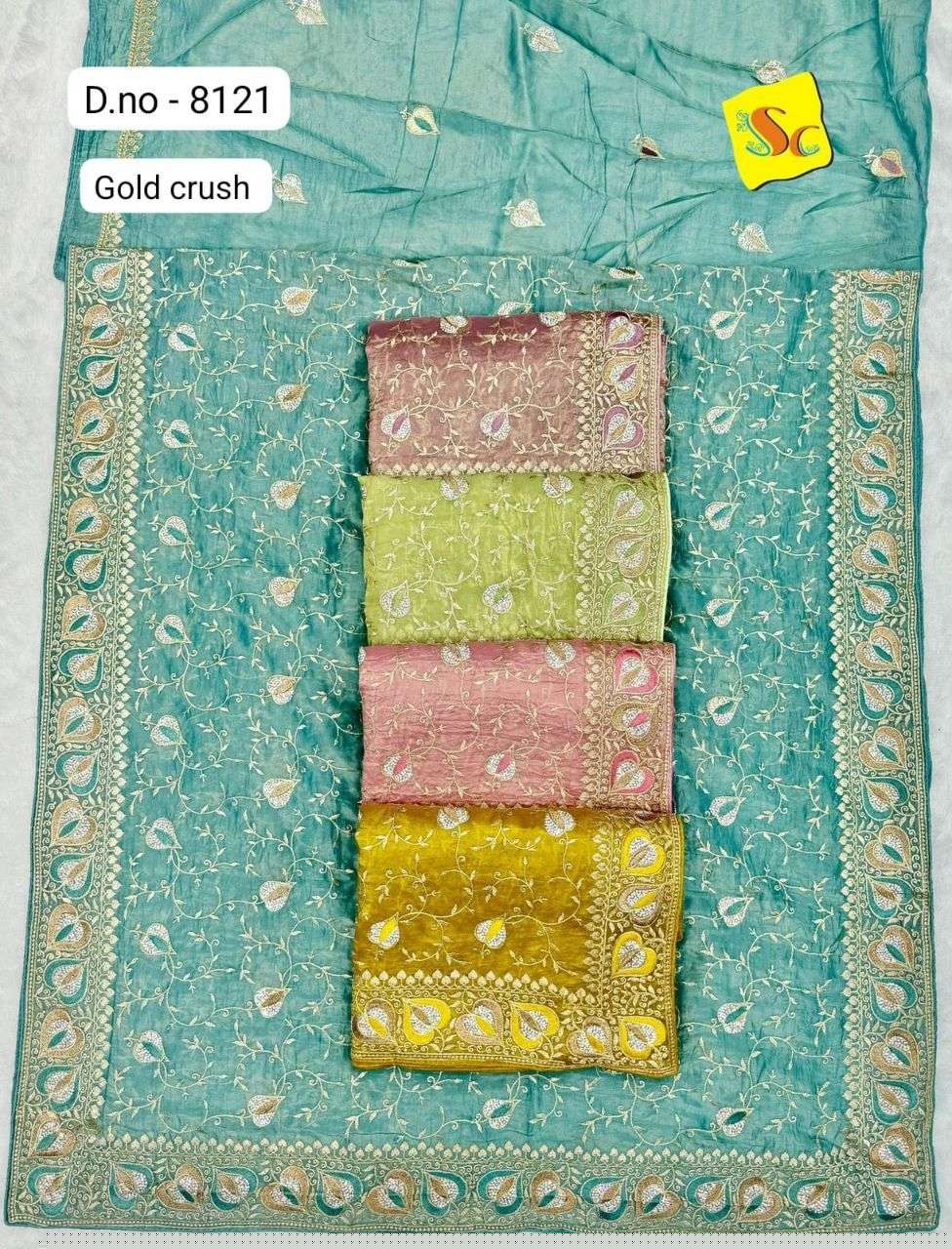 8121 COLOUR BY ASLIWHOLESALE DESIGNER SOFT FANCY HAND WORK SAREES