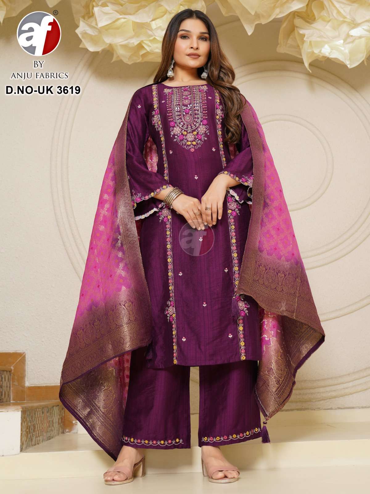 AF-3619 BY ANJU FABRICS DESIGNER FANCY PURE VISCOSE SILK PUNJABI DRESSES