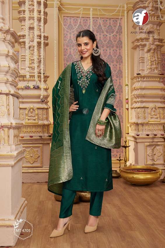 AF-4705 BY ANJU FABRICS DESIGNER FANCY PURE DOLA SILK PUNJABI DRESSES