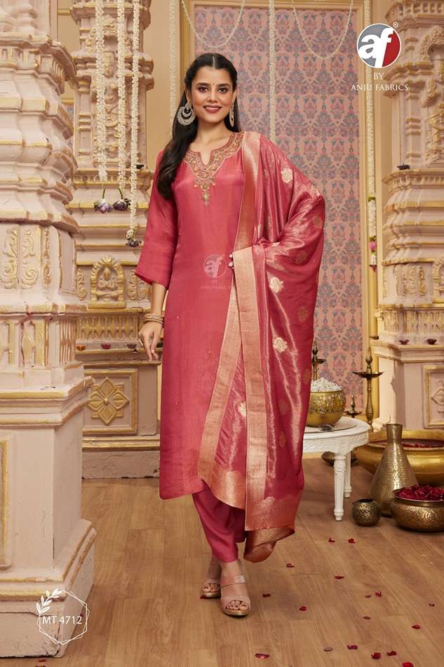 AF-4712 BY ANJU FABRICS DESIGNER FANCY PURE TISSUE SHIMMER PUNJABI DRESSES