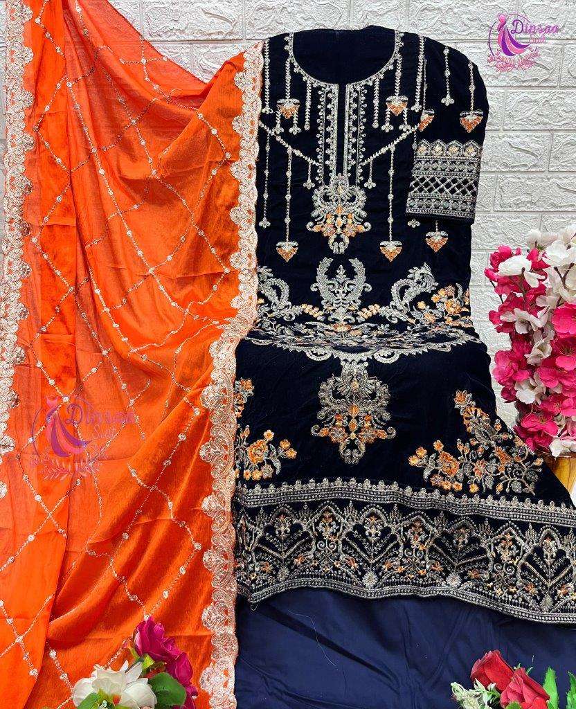 ANAYA VELVET COLLECTION VOL-2 BY DINSAA SUIT 283 TO 285 SERIES VELVET WORK PAKISTANI DRESSES