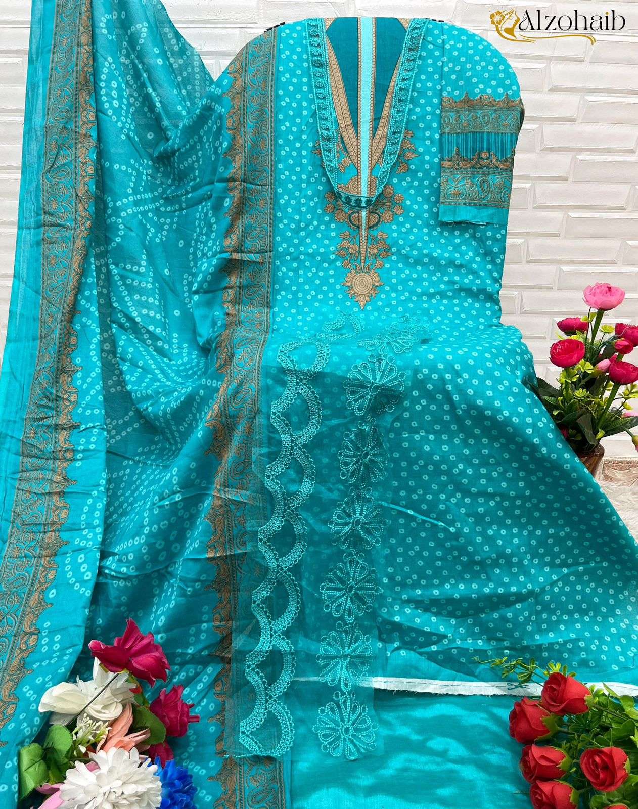 AZ-1094 HIT DESIGN BY ALZOHAIB HEAVY EMBROIDERED PURE COTTON PAKISTANI DRESSES