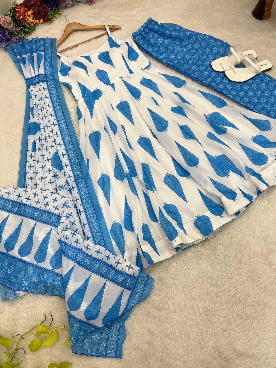 DN-391 BY ASLIWHOLESALE PURE CREMIC COTTON DRESS