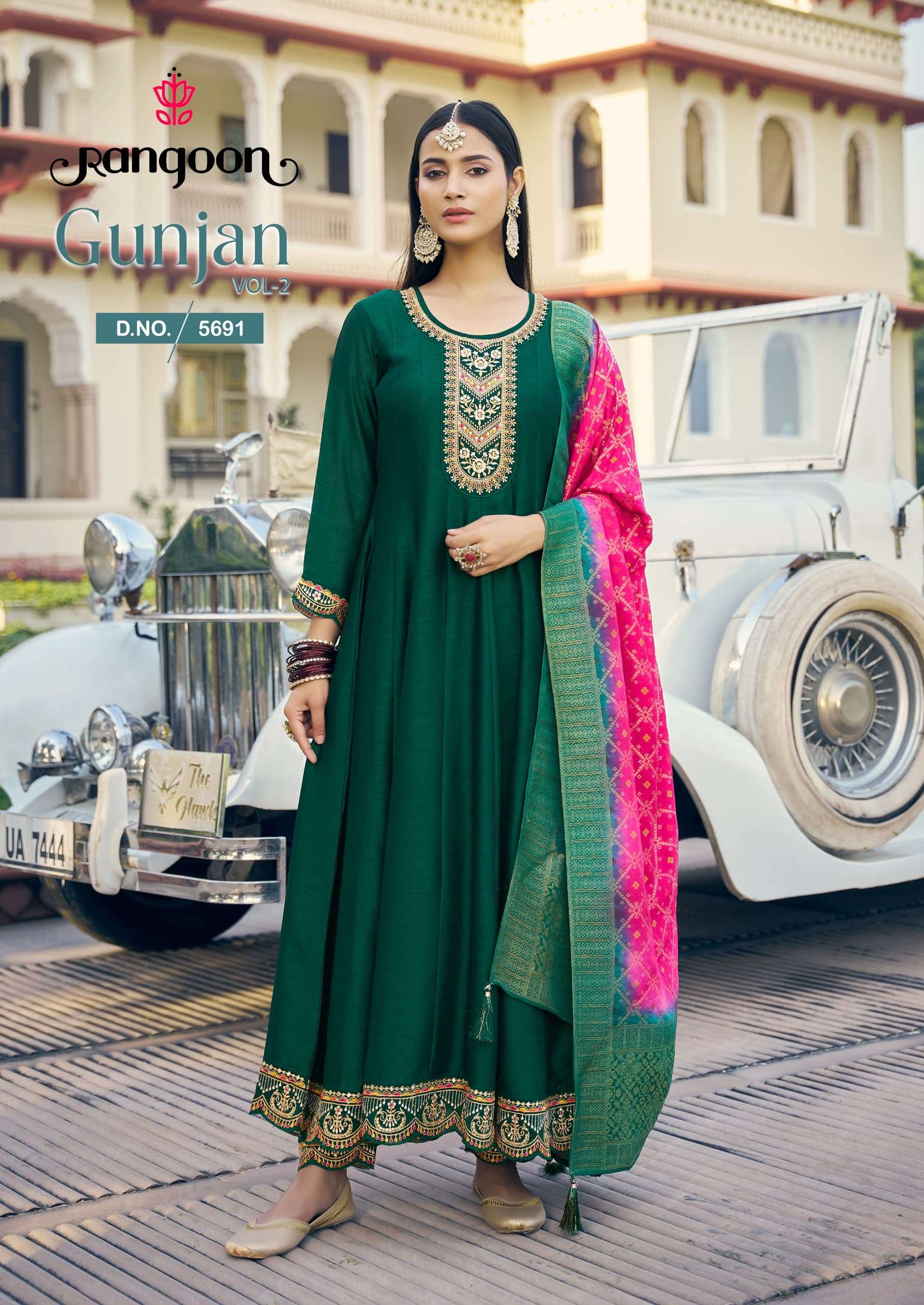 GUNJAN VOL-02 BY RANGOON 5691 TO 5696 SERIES HEAVY PURE SILK WORK DRESSES