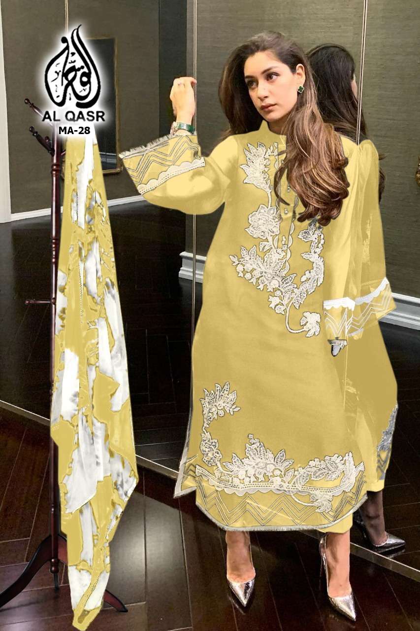 MA-28 BY AL QASR DESIGNER FAUX GEORGETTE PAKISTANI DRESSES