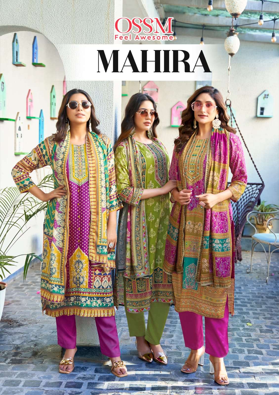 MAHIRA BY OSSM 101 TO 105 SERIES FANCY PURE VISCOSE MUSLIN WORK DRESSES