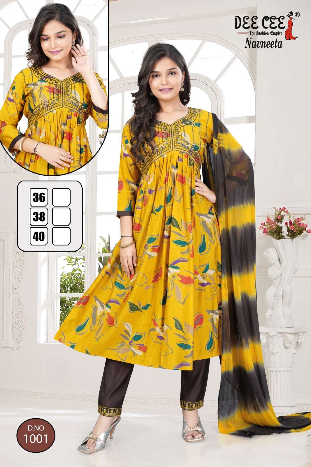 NAVNEETA BY DEE CEE 1001 TO 1006 SERIES DESIGNER FANCY BOMBAY PRINT DRESSES