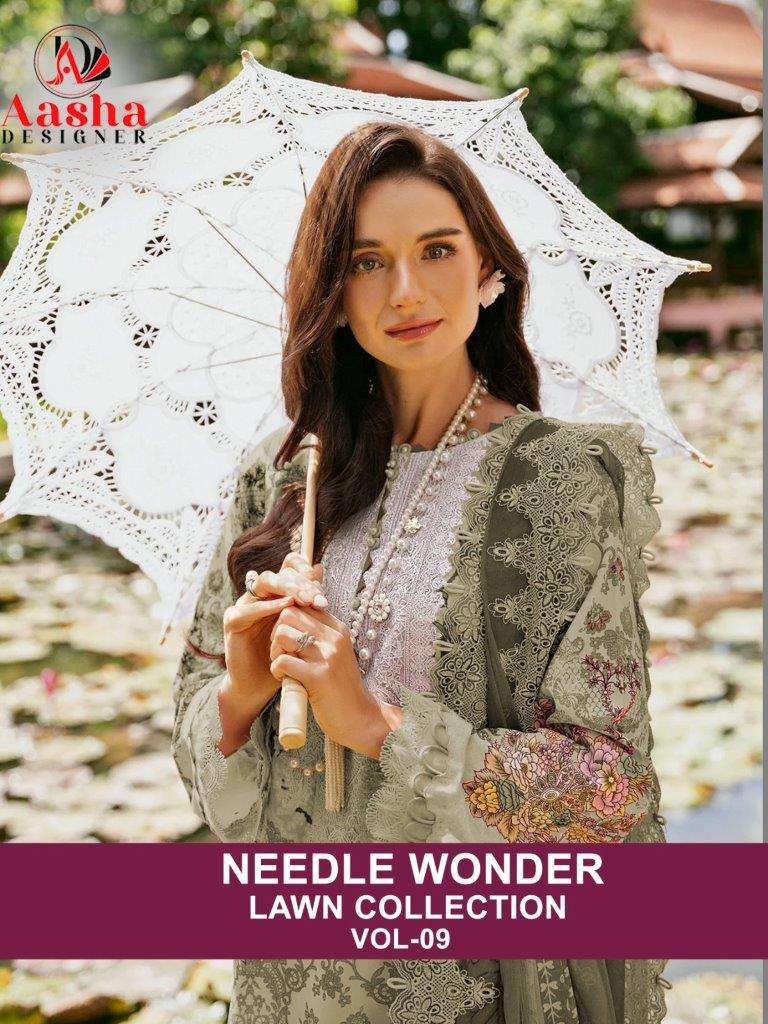 NEEDLE WONDER VOL-9 BY AASHA DESIGNER HEAVY COTTON SELF EMBROIDERY DRESSES