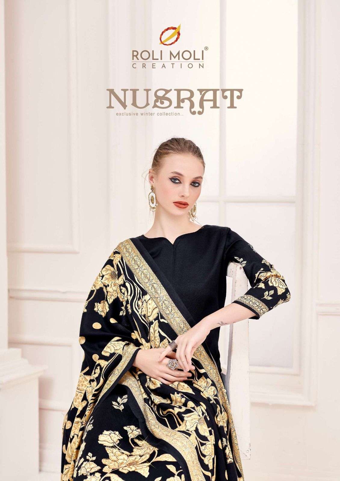 NUSRAT VOL-01 BY ROLI MOLI 1001 TO 1008 SERIES SOFT PASHMINA PRINTED DRESSES