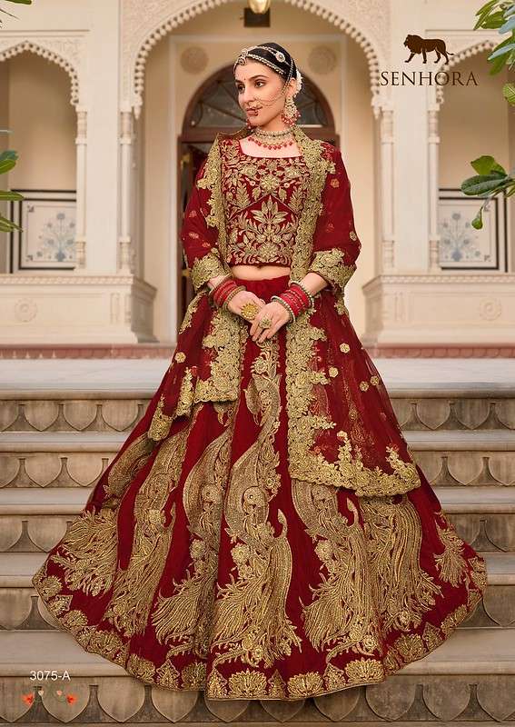 RIWAYAT VOL-02 BY SENHORA 3075-A TO 3075-D HEAVY DESIGNER 9000 VELVET LEHENGA