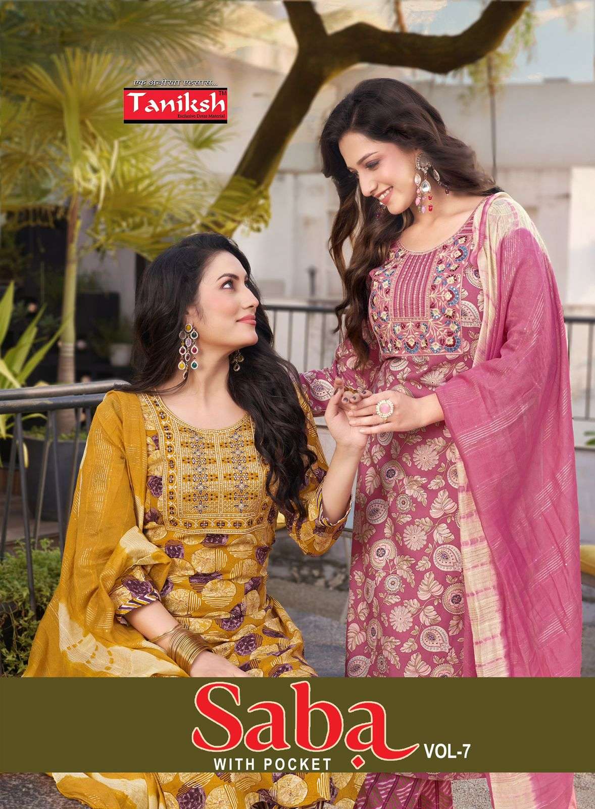 SABA VOL-7 BY TANIKSH 7001 TO 7008 SERIES DESIGNER SHIBORI RAYON STITCHED DRESSES