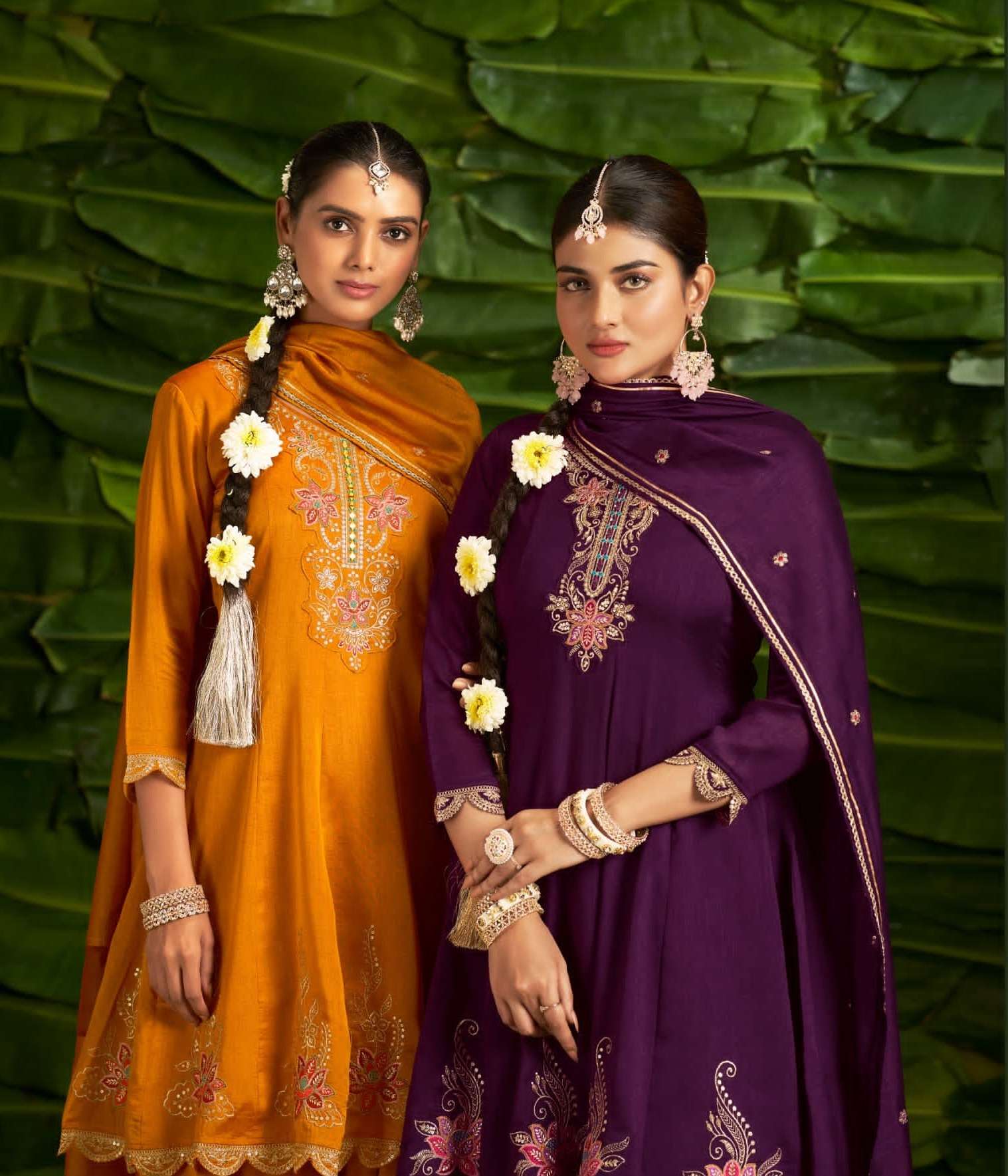 SUVARNA BY RANGOON 5551 TO 5554 SERIES FANCY SILK EMBROIDERED DRESSES 