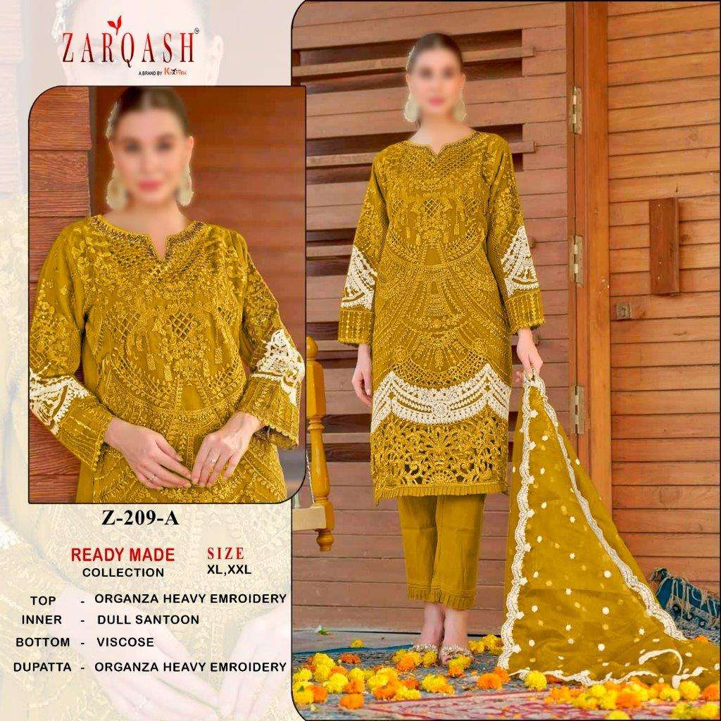 Z-209 COLOURS BY ZARQASH DESIGNER ORGANZA HEAVY EMBROIDERY DRESSES