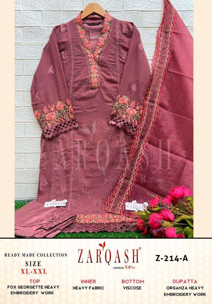 Z-214 COLOURS BY ZARQASH DESIGNER FAUX GEORGETTE EMBROIDERY DRESSES