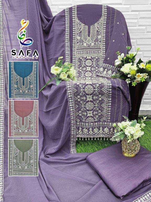 AYESHA TD BY SAFA CREACTION PURE GEORGETTE EMBROIDERED DRESS