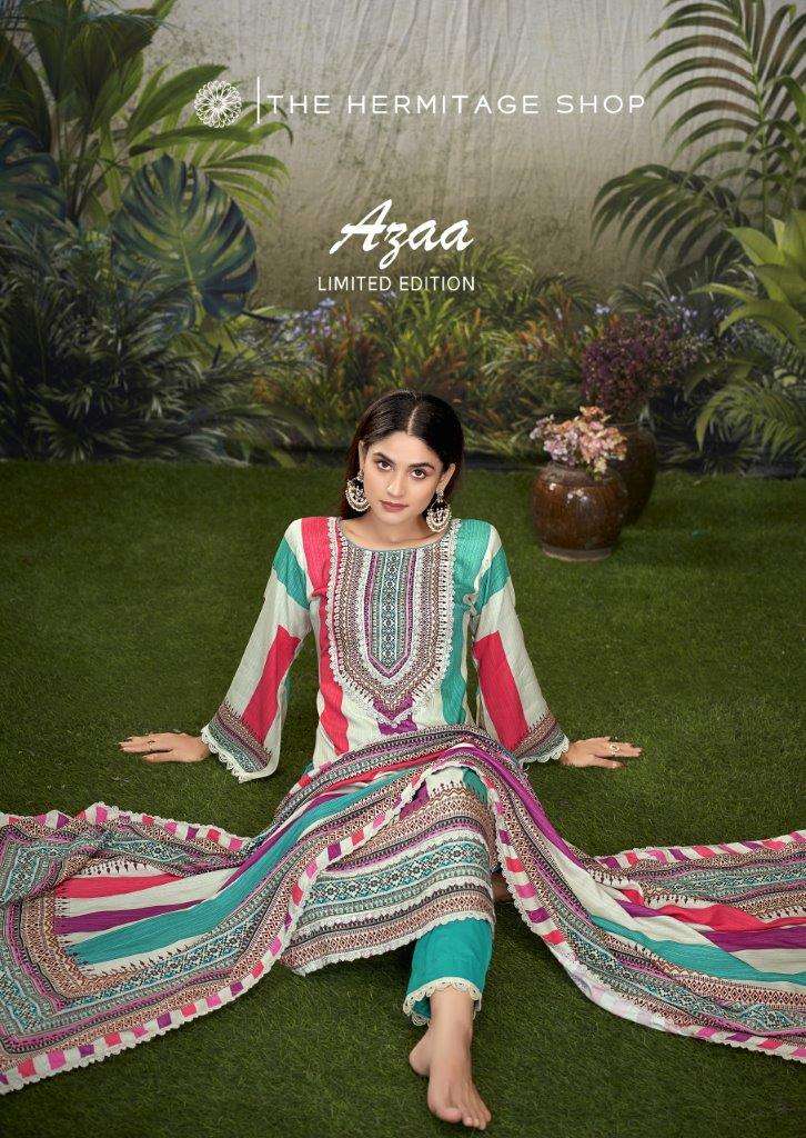 AZAA VOL-02 BY HERMITAGE CLOTHING 1001 TO 1006 SERIES VISCOSE COTTON EMBROIDERY DRESSES