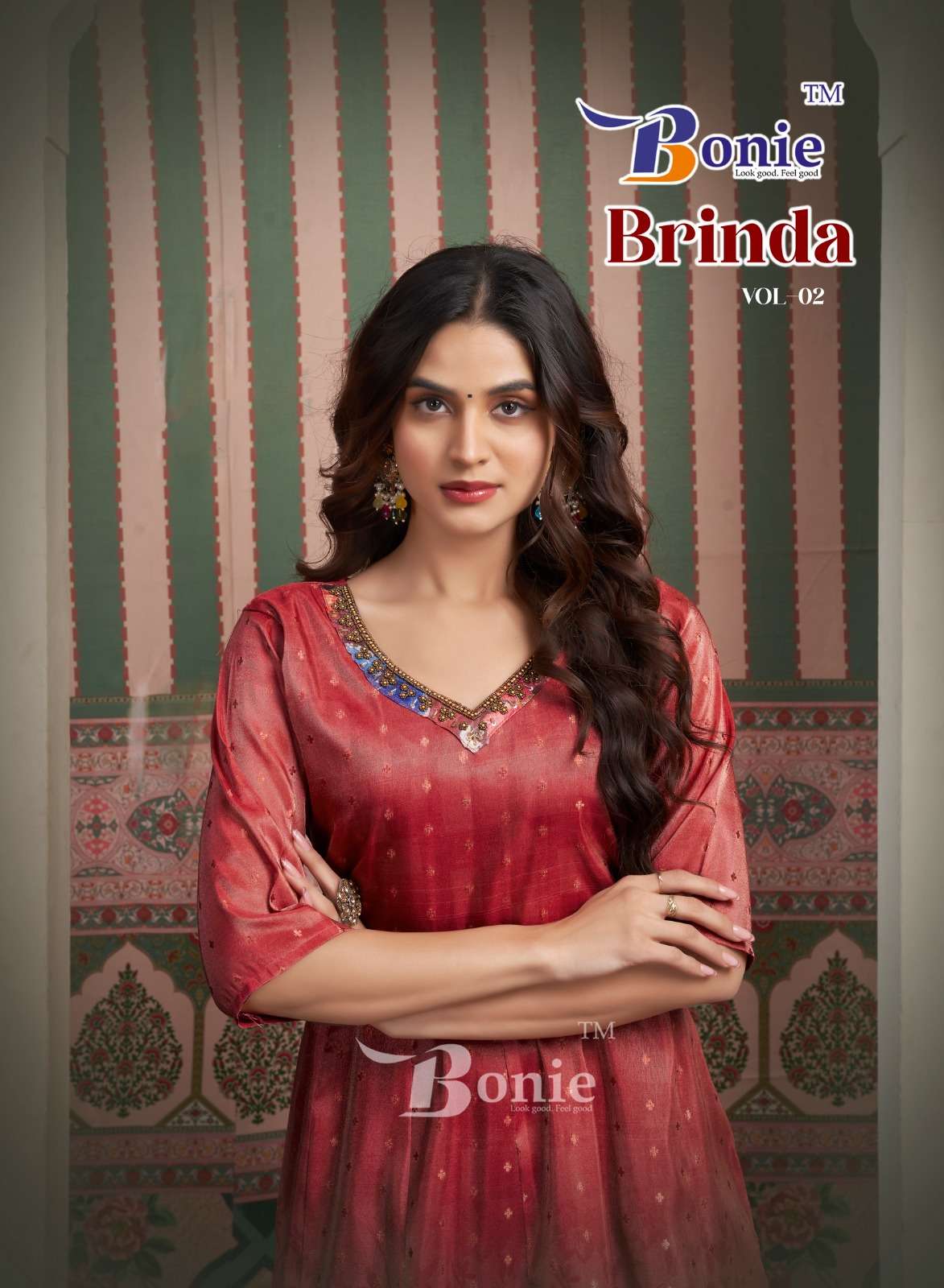 BRINDA VOL-02 BY BONIE 1001 TO 1006 SERIES FANCY WORK KURTIS