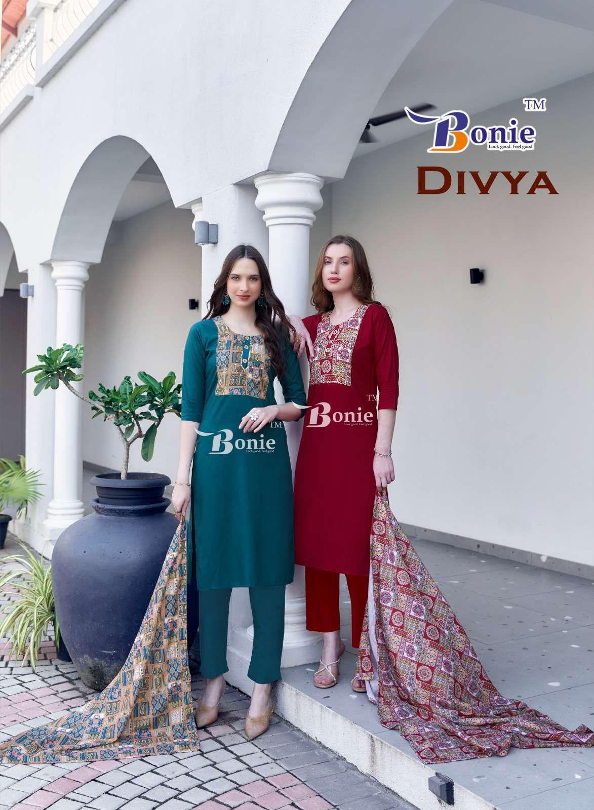 DIVYA VOL-01 BY BONIE 1001 TO 1006 SERIES DESIGNER FANCY RAYON PRINT DRESSES