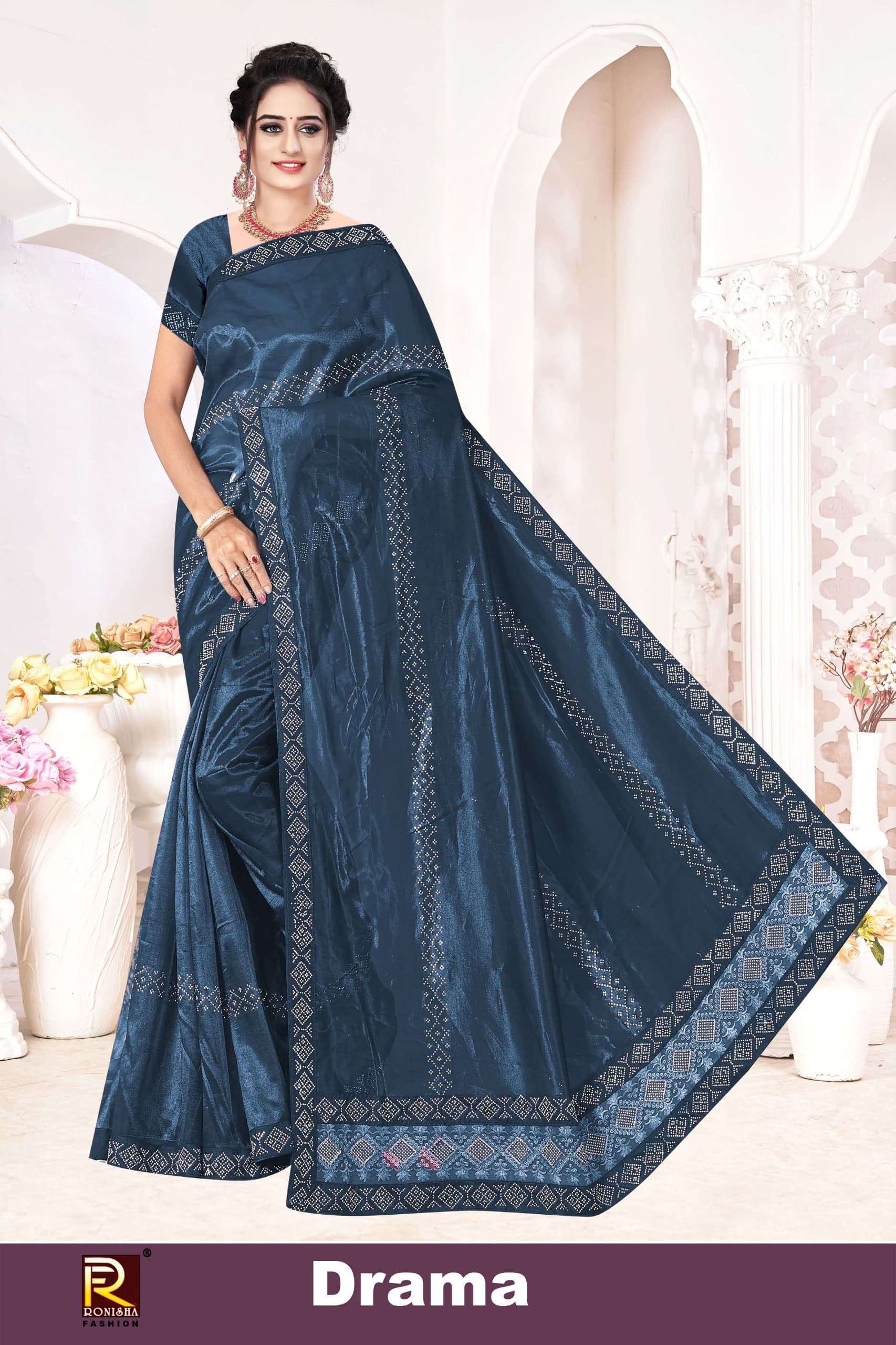 DRAMA BY RONISHA FASHION FANCY TWILL NET EMBROIDERY SAREES