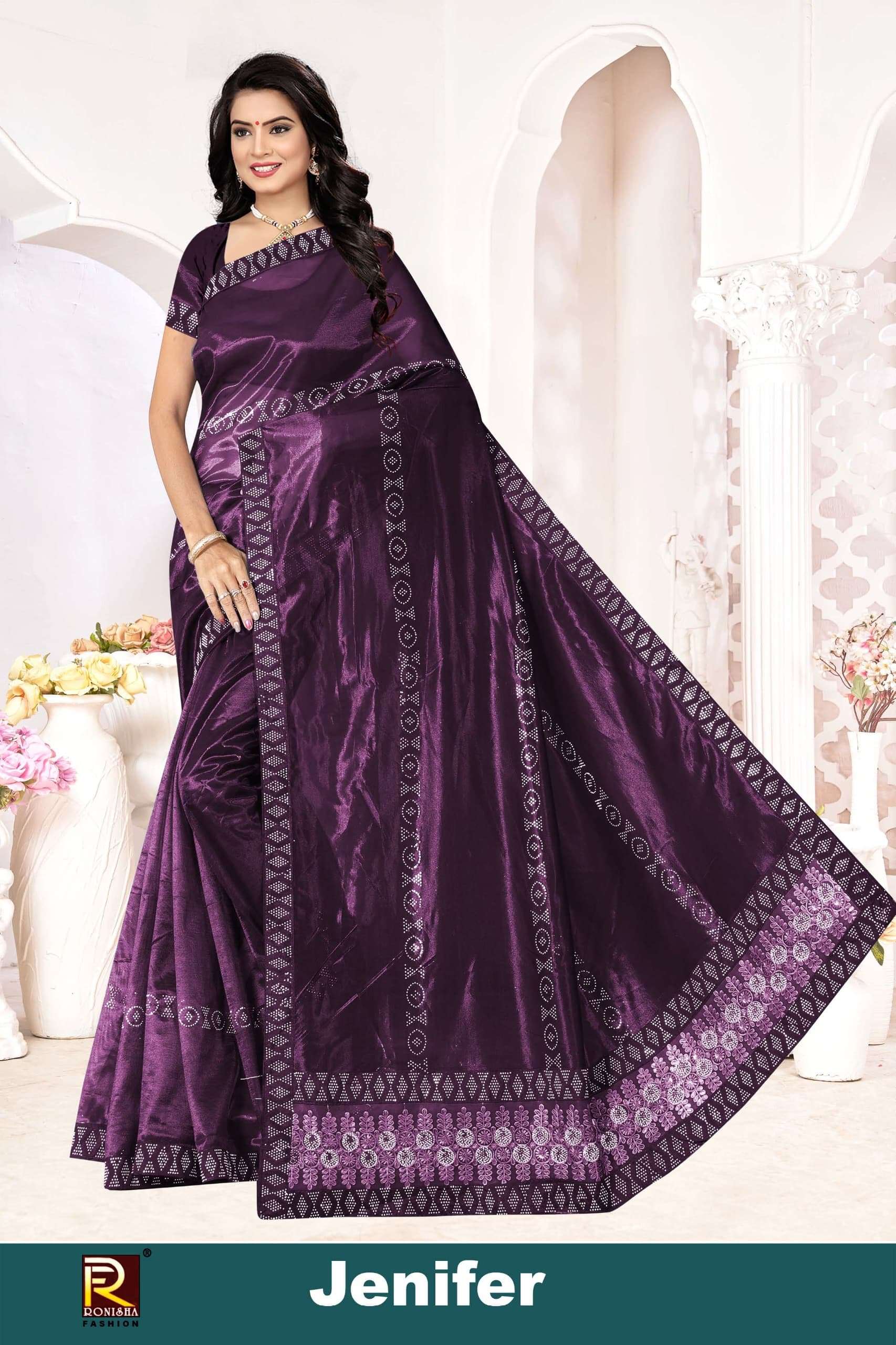 JENIFER BY RONISHA FASHION FANCY TWILL NET EMBROIDERY SAREES