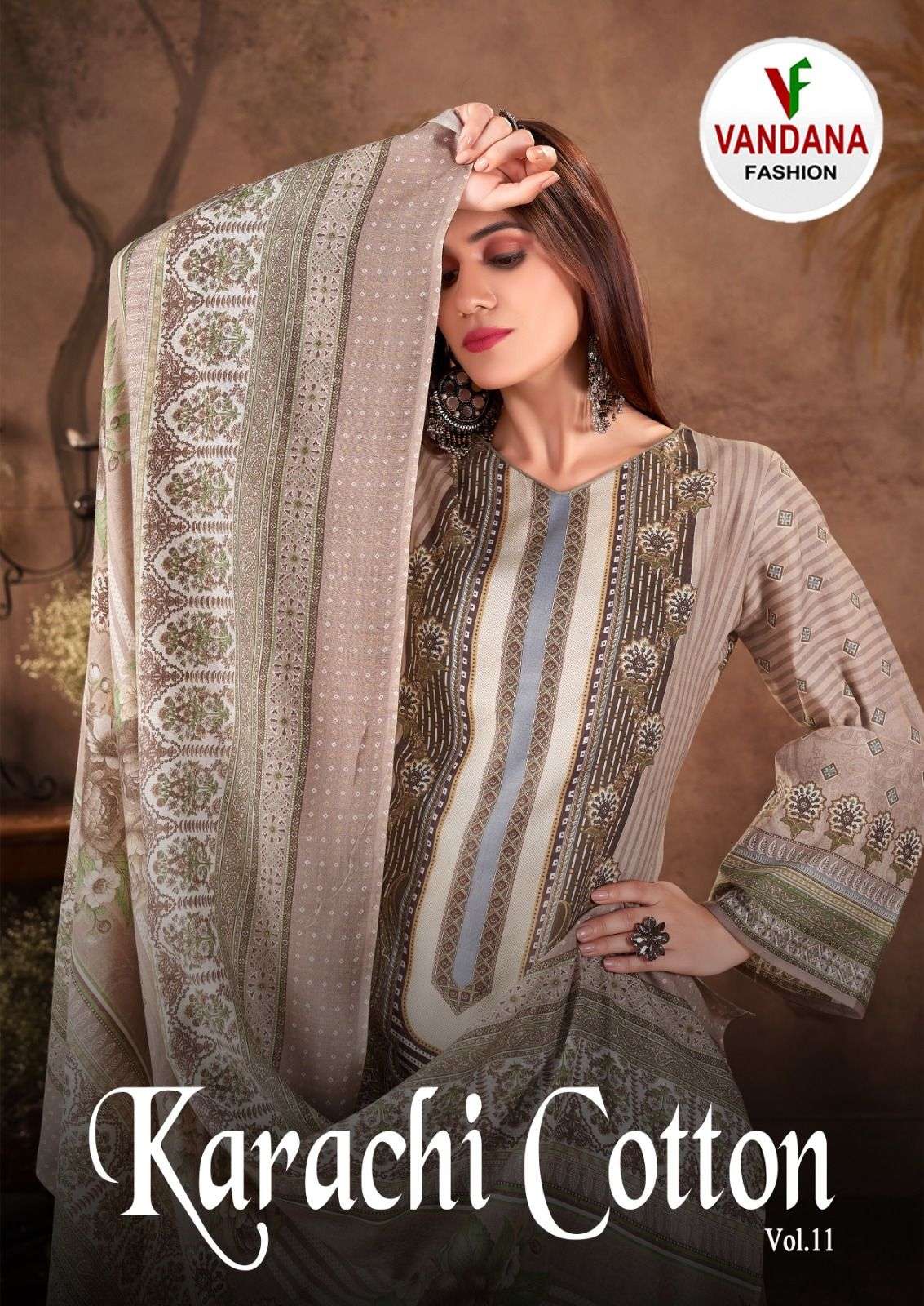 KARACHI COTTON VOL-11 BY VANDANA FASHION 1001 TO 1010 SERIES COTTON PRINTED DRESSES