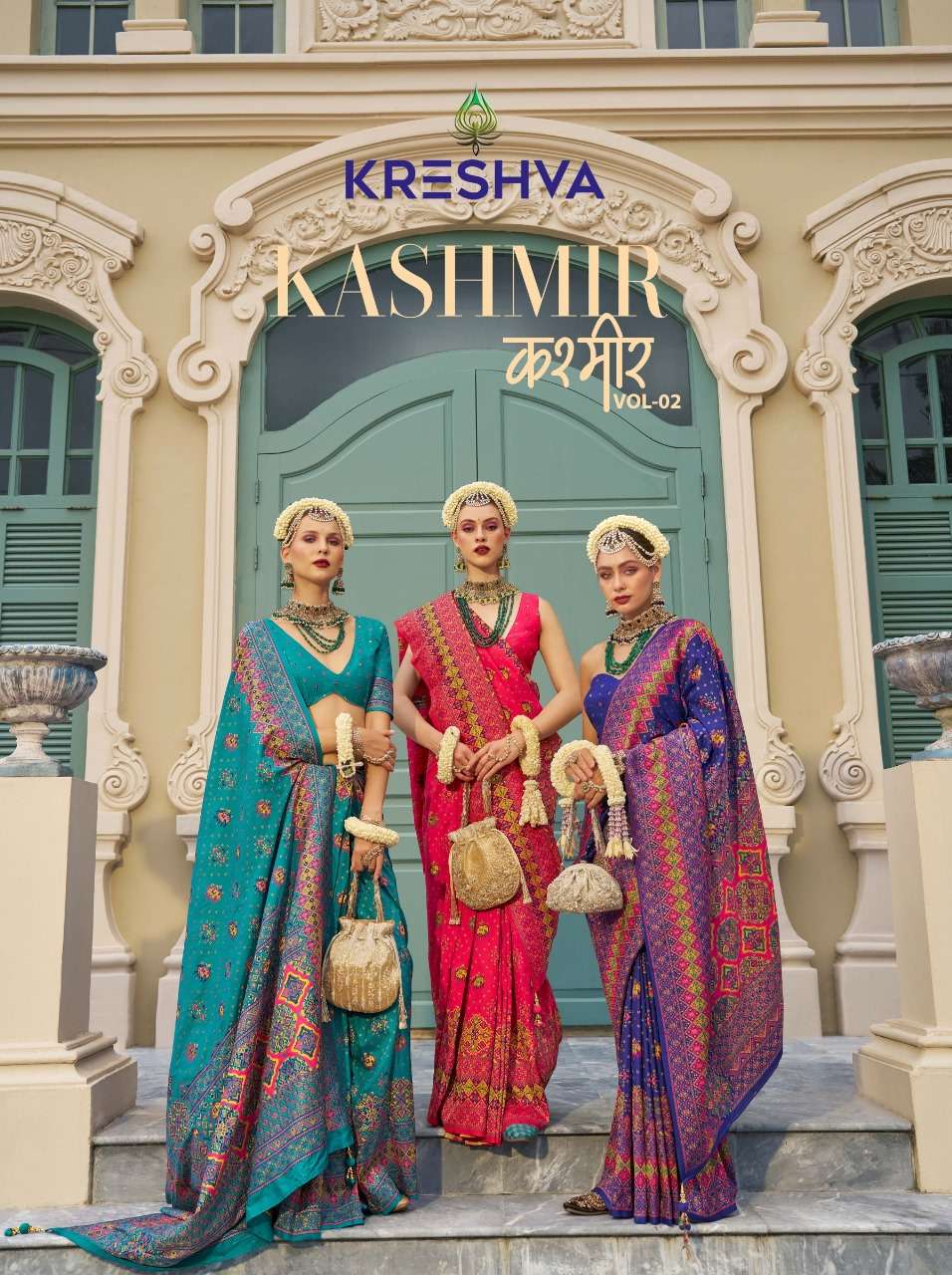 KASHMIR VOL-2 BY KRESHVA 413 TO 420 SERIES SOFT PV BANARSI SILK PRINTED SAREES