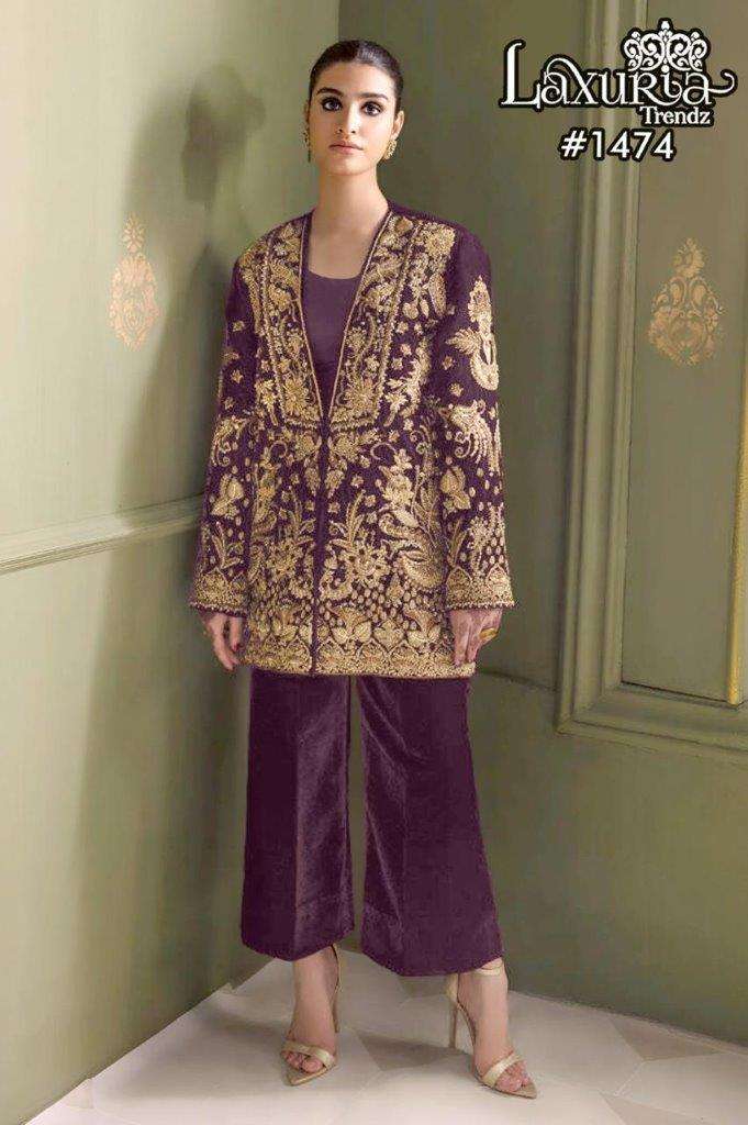 LAXURIA 1474 BY LAXURIA TRENDZ HEAVY DESIGNER VELVET EMBROIDERY CO-ORD SETS