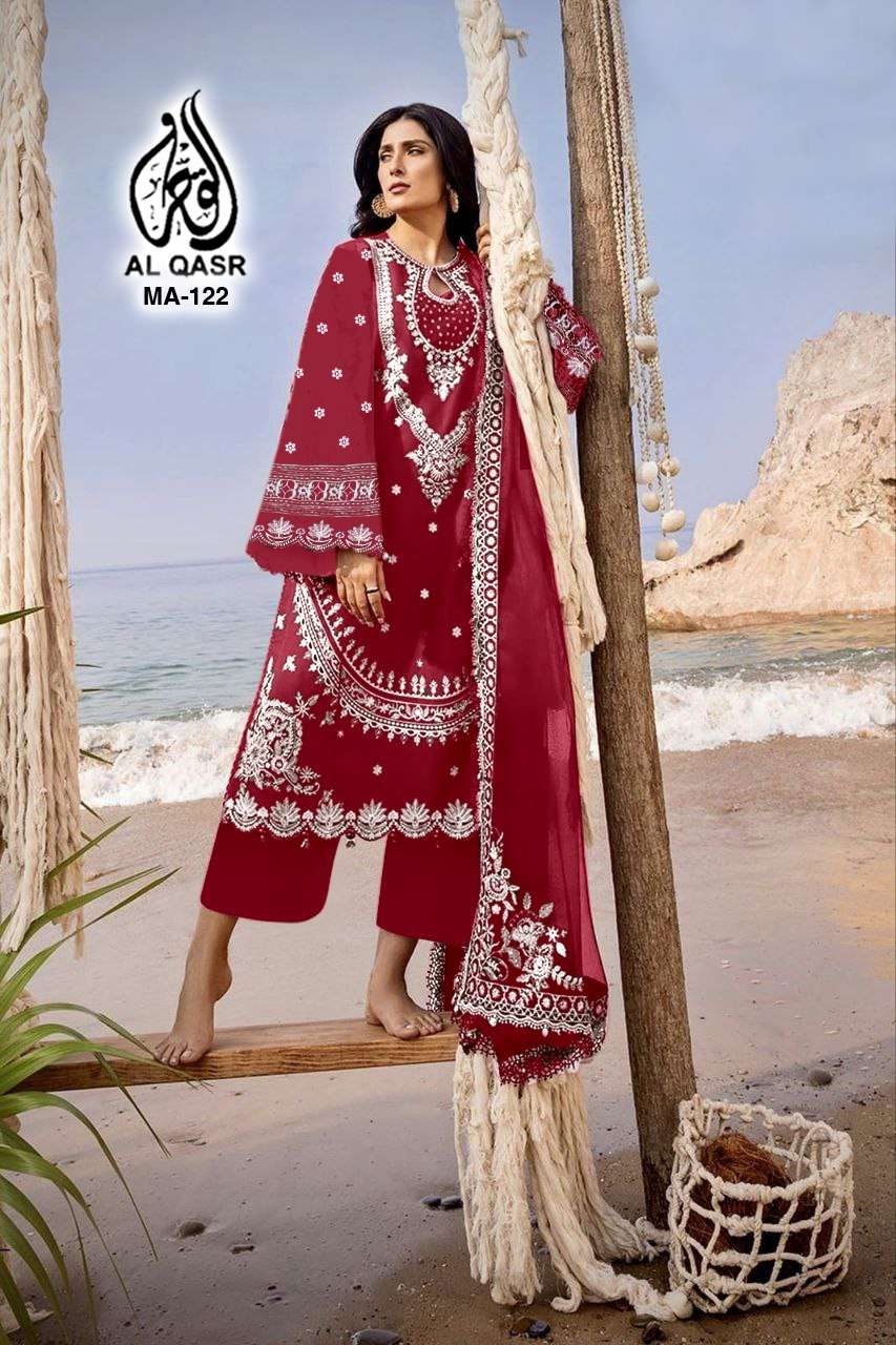 MA-122 COLOURS BY AL QASR DESIGNER RAYON COTTON EMBROIDERY PAKISTANI DRESSES