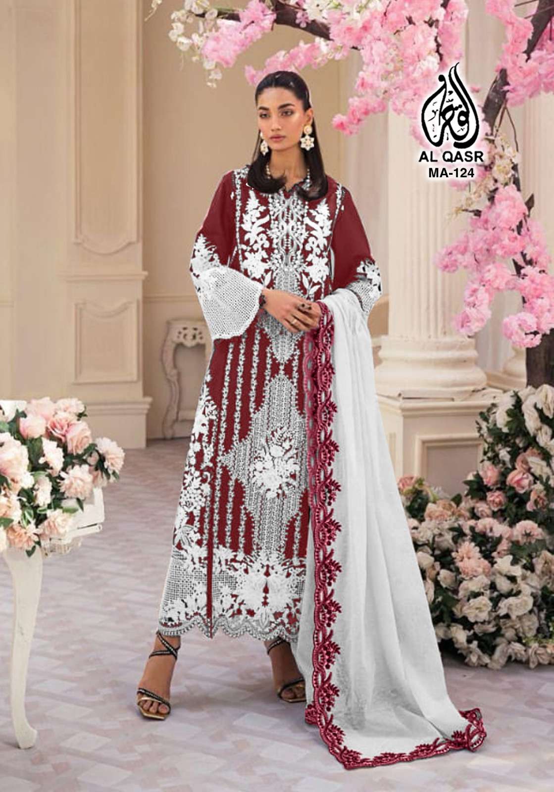 MA-124 BY AL QASR PURE COTTON WITH EMBROIDERED PAKISTNATI DRESSES